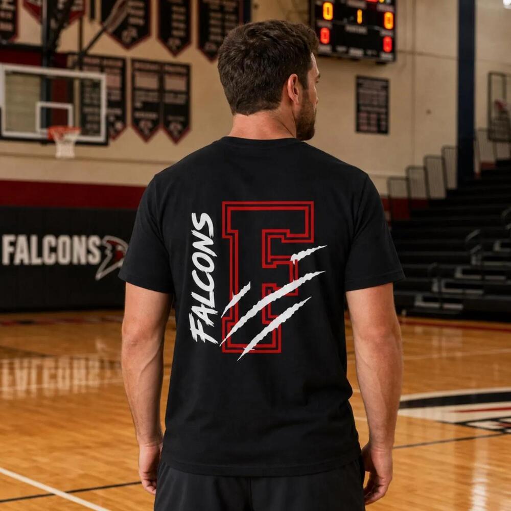 Falcons Spirit Wear Adult T Shirt Front Back Graphic Tee Falcon Mascot Shirt